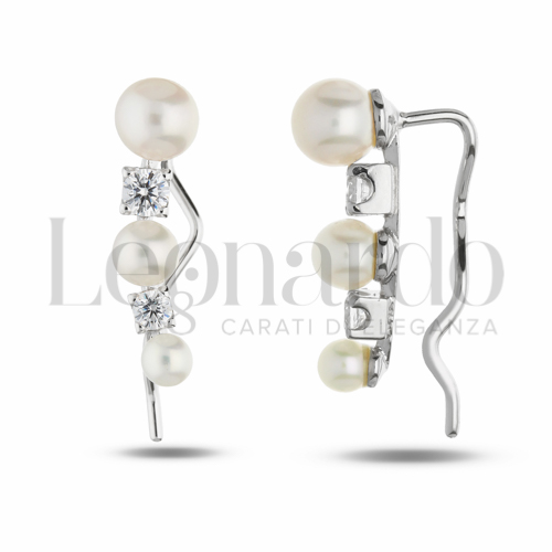 con Perla & Zirconi bianchi in Oro Bianco da 2,9gr.
