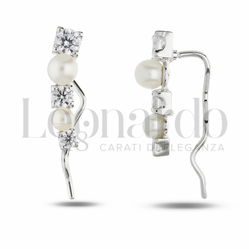 con Perla & Zirconi bianchi in Oro Bianco da 2,6gr.