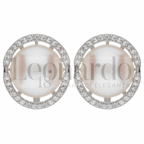 con Zirconi bianchi & Perla in Oro Bianco da 5,6gr.
