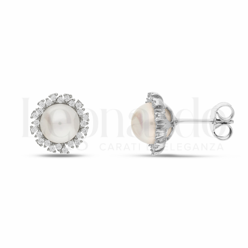 con Perla & Zirconi bianchi in Oro Bianco da 4,6gr.