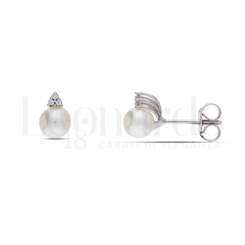 Misura o forma 2° Misura con Perla & Zirconi bianchi in Oro Bianco da 1,6gr.