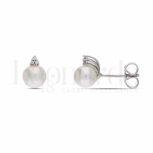Misura o forma 3° Misura con Perla & Zirconi bianchi in Oro Bianco da 1,9gr.