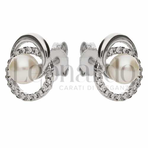 con Zirconi bianchi & Perla in Oro Bianco da 2,9gr.