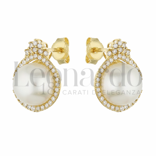 con Perla & Zirconi bianchi in Oro Giallo da 4,6gr.