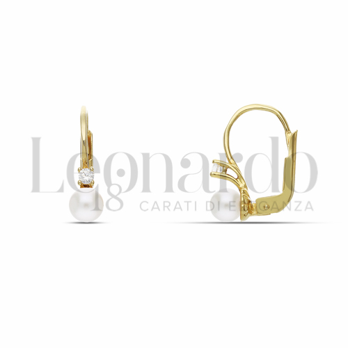Misura o forma 2&deg; Misura con Perla & Zirconi bianchi in Oro Giallo da 1,8gr.