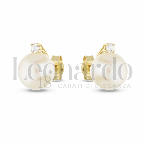 con Perla & Zirconi bianchi in Oro Giallo da 2,7gr.