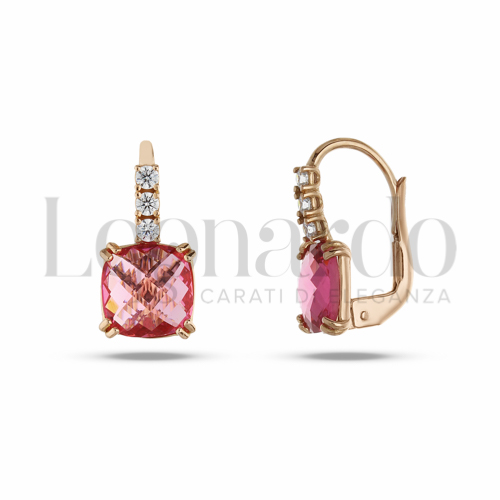 con Pietra di Colore Rosso e zirconi bianchi in Oro Rosa da 3,2gr.