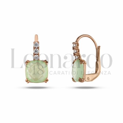 con Pietra di Colore Verde e zirconi bianchi in Oro Rosa da 3,2gr.