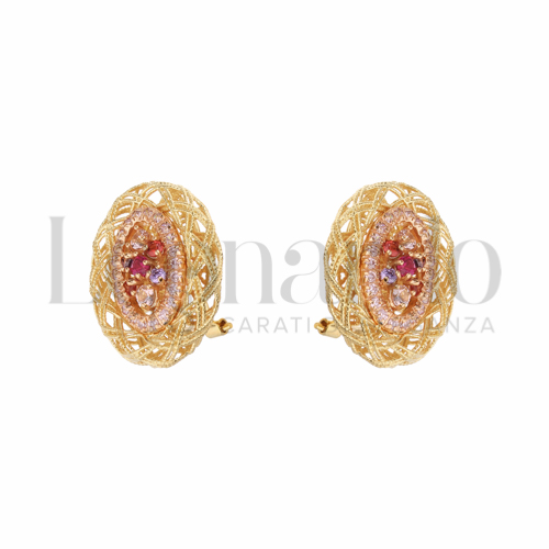 con Zircone rosa Light in Oro Giallo e Oro Bianco da 7,8gr.