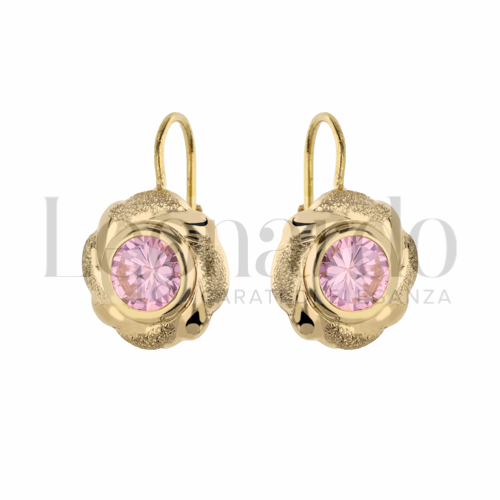 con Zircone rosa in Oro Giallo da 3gr.