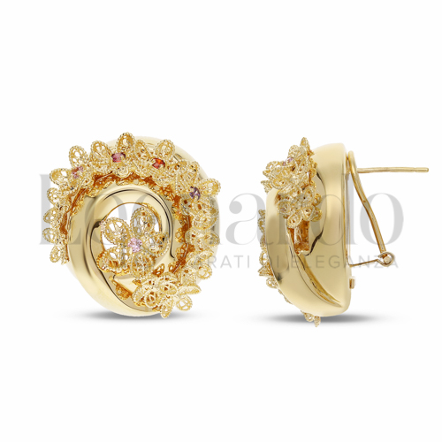 Misura o forma Tondo con Zircone rosa Light in Oro Giallo da 11,1gr.
