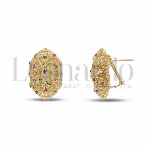 Misura o forma Ovale con Zircone rosa Light in Oro Giallo da 5,5gr.