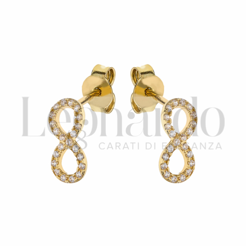 con Pavé di zirconi bianchi in Oro Giallo da 1,5gr.