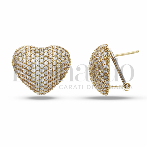 Misura o forma Cuore con Pavé di zirconi bianchi in Oro Giallo da 8,9gr.