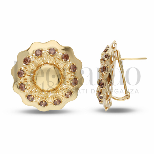 con Zirconi Brown in Oro Giallo da 10gr.