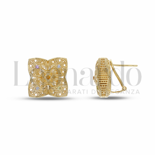 Misura o forma Quadrato con Zirconi colorati - Rainbow in Oro Giallo da 5,5gr.