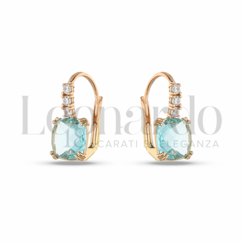 con Topazio azzurro e zirconi bianchi in Oro Rosa da 3,2gr.