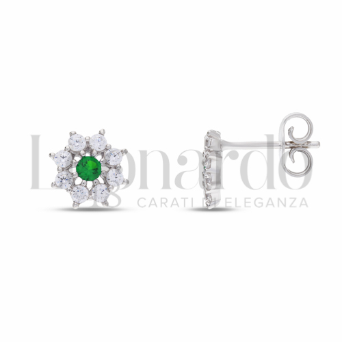 con Zirconi verdi e zirconi bianchi in Oro Bianco da 1,7gr.