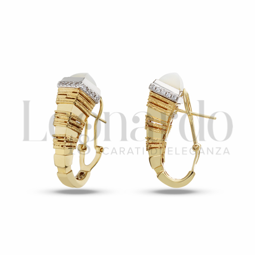 con Madreperla e zirconi in Oro Giallo e Oro Bianco da 9,9gr.