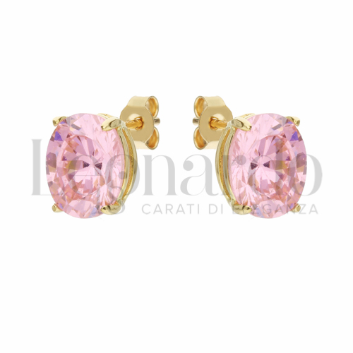 con Pietra Idrotermale rosa in Oro Giallo da 4gr.