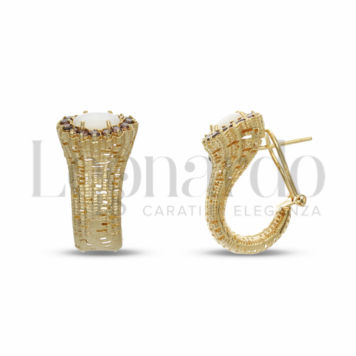 con Madreperla + Zirconi Brown in Oro Giallo da 8,6gr.