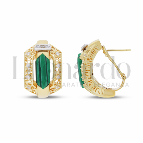 con Malachite e Zirconi Bianchi in Oro Giallo da 11,4gr.