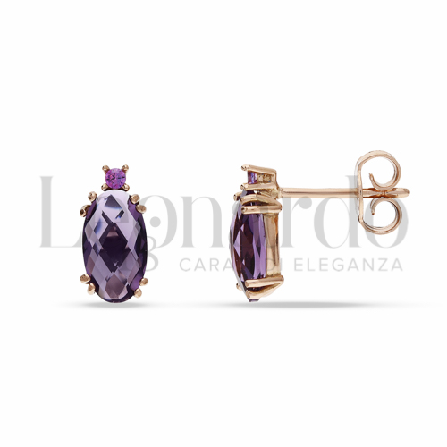 con Pietra e zirconi Viola in Oro Rosa da 1,3gr.