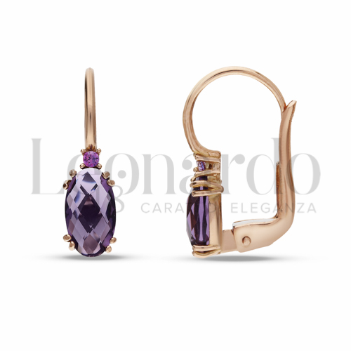 con Pietra e zirconi Viola in Oro Rosa da 2gr.