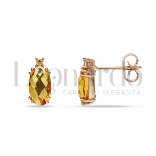con Pietra e Zirconi Citrino in Oro Rosa da 1,3gr.