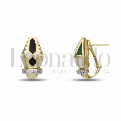 con Smalto Nero, Bianco, Verde e Zirconi Bianchi in Oro Giallo e Oro Bianco da 7gr.