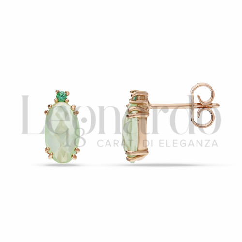 con Pietra idrotermale Verde light e Zirconi Verdi in Oro Rosa da 1,4gr.