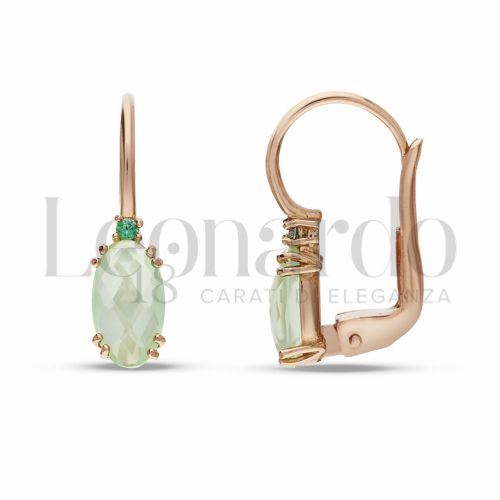con Pietra idrotermale Verde light e Zirconi Verdi in Oro Rosa da 2gr.