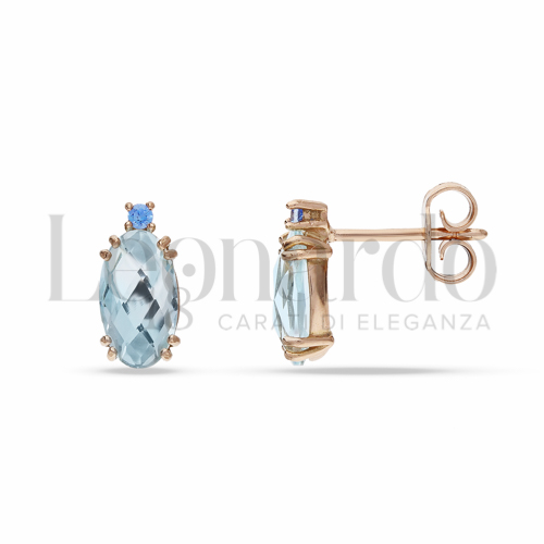 con Pietra Topazio Azzurro e Zirconi Topazio azzurro in Oro Rosa da 1,3gr.