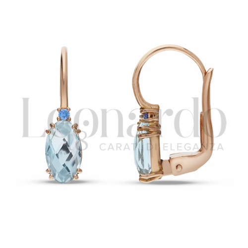 con Pietra Topazio Azzurro e Zirconi Topazio azzurro in Oro Rosa da 2gr.