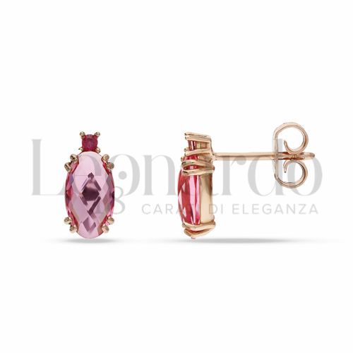 con Pietra Idrotermale Rossa e Zirconi Rossi in Oro Rosa da 1,4gr.