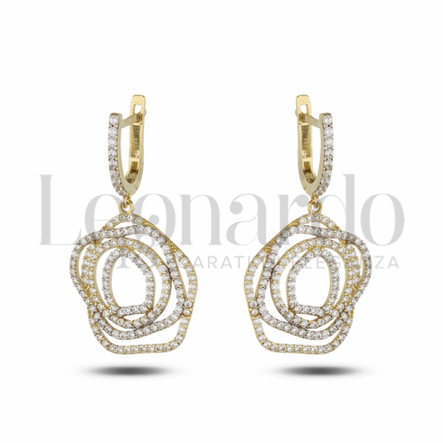 Forma Fiore con Zircone bianco in Oro Giallo e Oro Bianco da 5,8gr.