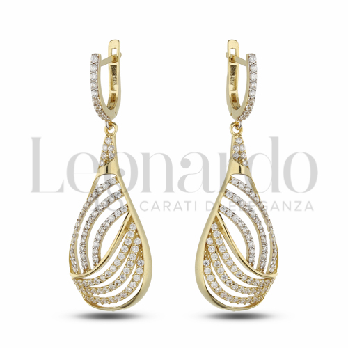 Forma Goccia con Zircone bianco in Oro Giallo e Oro Bianco da 7,9gr.