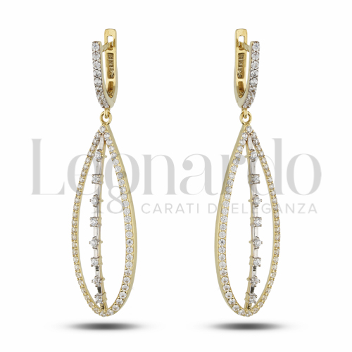 Forma Goccia con Zircone bianco in Oro Giallo e Oro Bianco da 5,2gr.