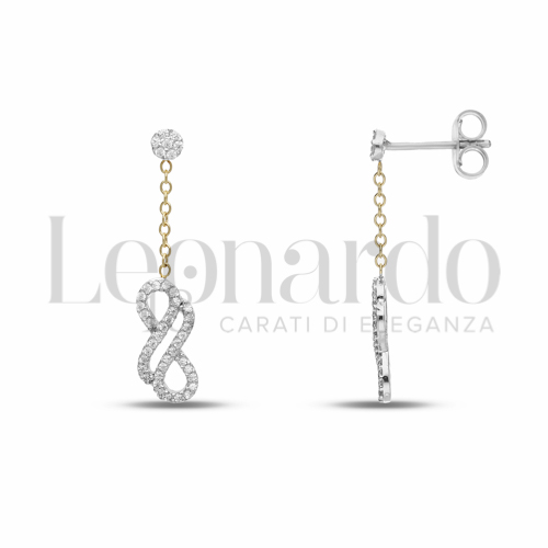 Forma Infinito con Zircone bianco in Oro Giallo e Oro Bianco da 2,5gr.