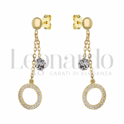 Forma Tondo con Zircone bianco in Oro Giallo e Oro Bianco da 2,9gr.