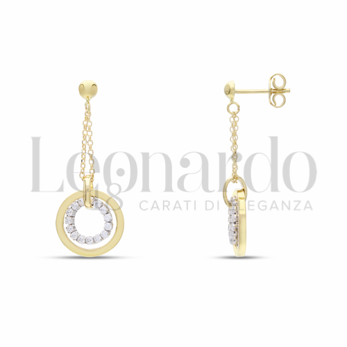 Forma Tondo con Zircone bianco in Oro Giallo e Oro Bianco da 3,1gr.