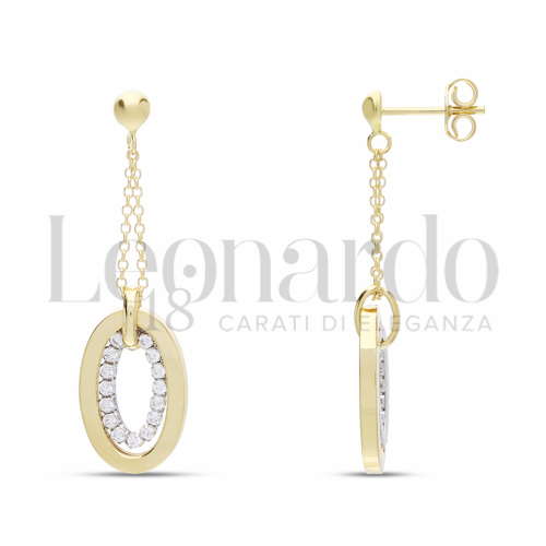 Forma Ovale con Zircone bianco in Oro Giallo e Oro Bianco da 3,8gr.