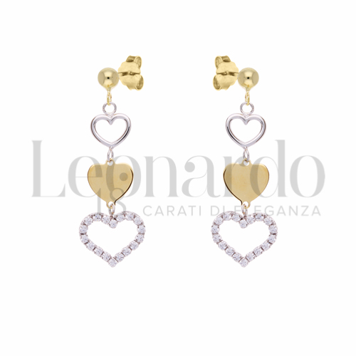 Forma Cuore con Zircone bianco in Oro Giallo e Oro Bianco da 3,1gr.
