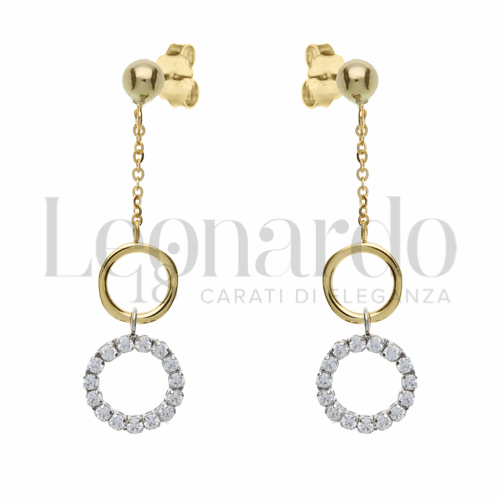 Forma Tondo con Zircone bianco in Oro Giallo e Oro Bianco da 2,5gr.