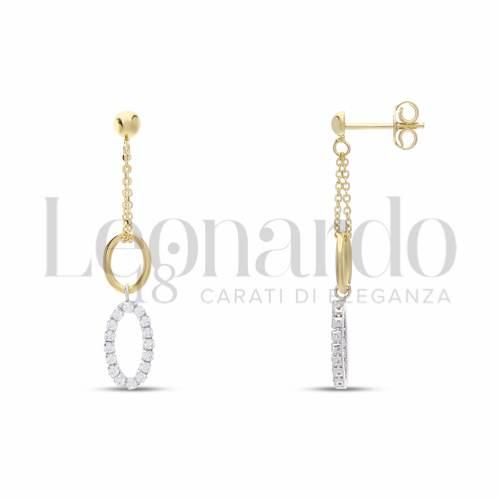 Forma Ovale con Zircone bianco in Oro Giallo e Oro Bianco da 2,7gr.