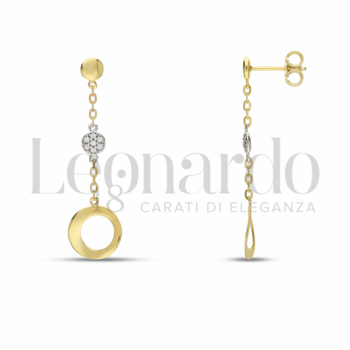 Forma Tondo con Zircone bianco in Oro Giallo e Oro Bianco da 2,1gr.
