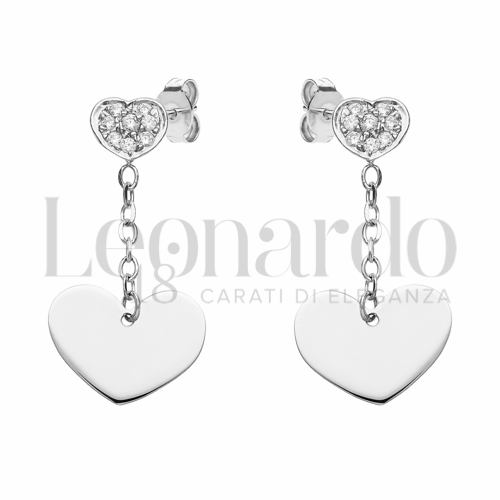 Forma Cuore con Zircone bianco in Oro Bianco da 2,1gr.