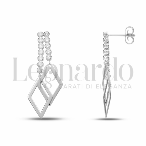 Forma Rombo con Zircone bianco in Oro Bianco da 2,8gr.