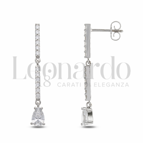 Forma Goccia con Zircone bianco in Oro Bianco da 2,5gr.