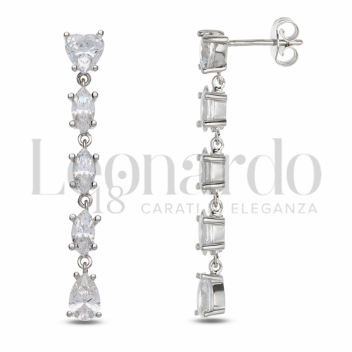 Forma Cuore, marquise, goccia con Zircone bianco in Oro Bianco da 4,3gr.